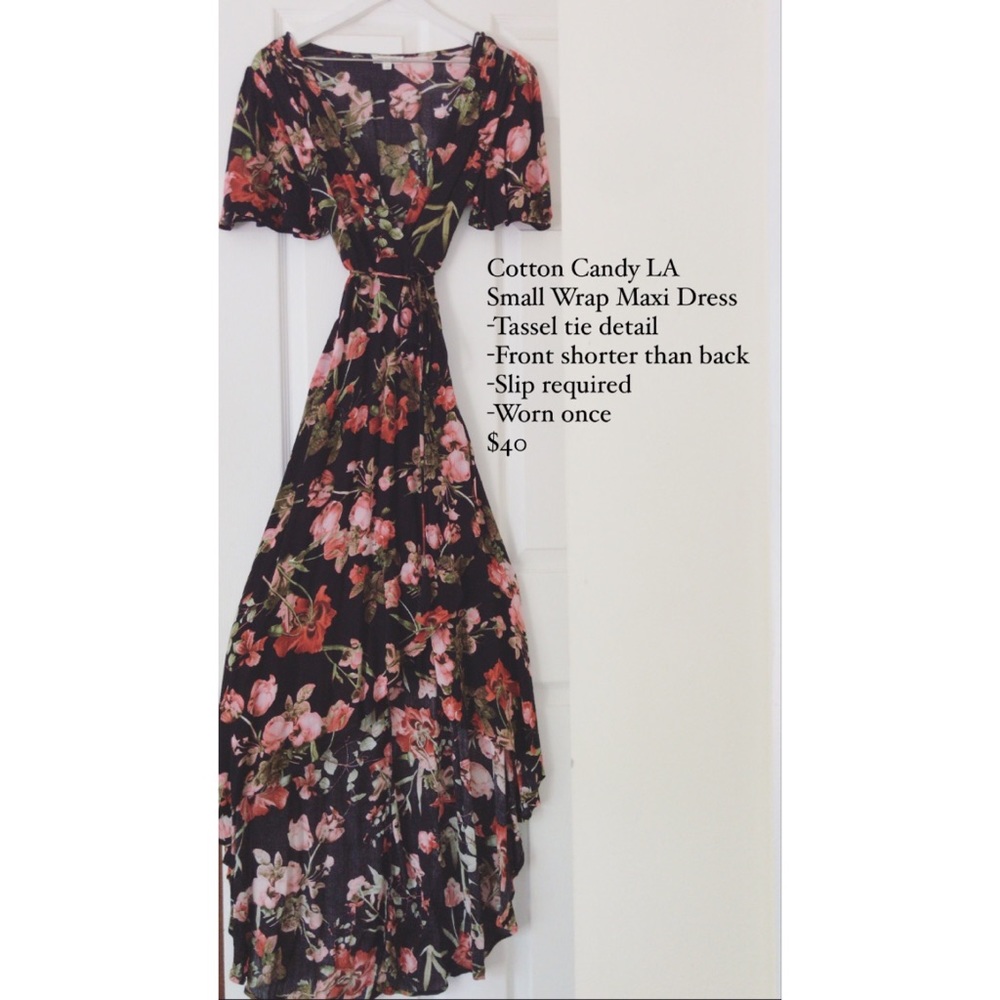 Cotton Candy LA wrap maxi dress with tassel tie details- worn once!